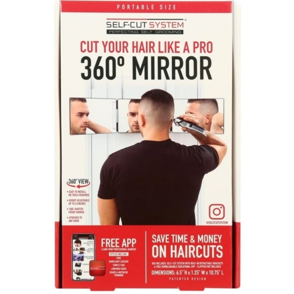 SELF-CUT System 4.0 Portable Mini Travel Three Way Mirror for Perfect Self Groom
